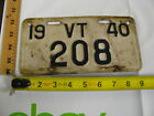 1940 40 VERMONT VT MOTORCYCLE MC LICENSE PLATE #208 RARE