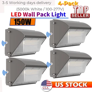 4PCS LED Wall Pack Lights 150W 18000LM Commercial Outdoor Security Lighting - Picture 1 of 15