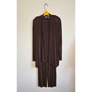 Chico's Additions Chocolate Brown 3 Pce Pantsuit, Spandex Acetate, Sz2(M) - Picture 1 of 6