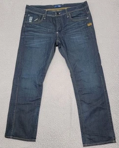 G-Star Raw Jeans Mens 34x29 Blue Asymmetric 3301 Attacc Low Straight Button Fly - Picture 1 of 18