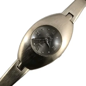 Hana Ladies Vintage Stainless Steel Watch Oval Sunburst Silver Dial 770829-0 - Picture 1 of 20