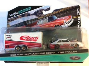 MAISTO DESIGN TOW & GO 1993 FORD SVT COBRA MUSTANG WITH CAR TRAILER FOXBODY - Picture 1 of 4