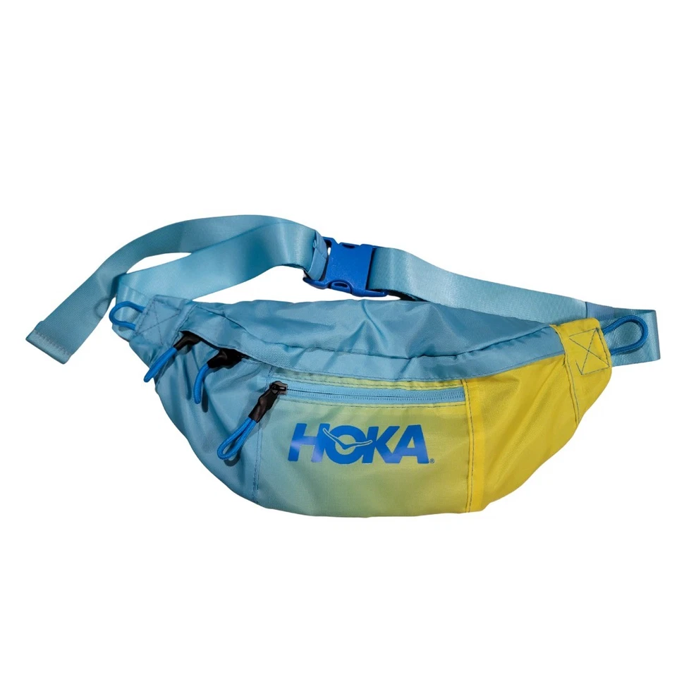 Bolsa de cintura HOKA Fanny Pack ajustável neon azul-petróleo/amarelo bolsos corrida - Imagem 1 de 4