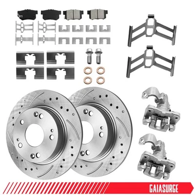 Rear Disc Rotors & Brake Pads + Calipers for Honda Civic 2006-2015 Acura ILX Foto 1 de 4