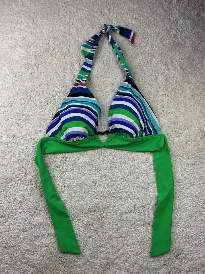 Top de bikini Joe Boxer para mujer medio halter acolchado traje de baño playa a rayas Foto 1 de 4