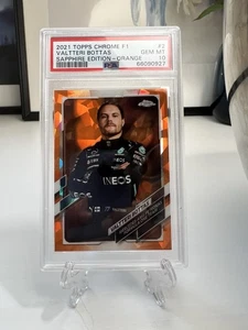 2021 Topps Chrome F1 Sapphire Orange 07/25 Valtteri Bottas PSA 10 GEM Mercedes - Picture 1 of 2