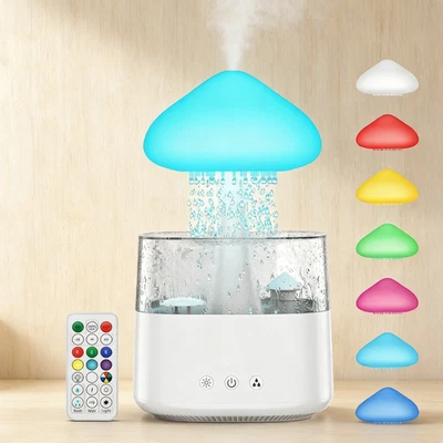 con Luces LED Ajustables Control Remoto 450ml Nube de Lluvia Humidificador Goteo de Agua Foto 1 de 4