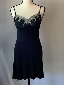 VTG NINA BERI Babydoll  black short NIGHT GOWN, Size S Made In Argentina - Picture 1 of 8