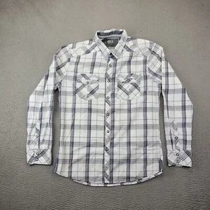 BKE Shirt Mens Medium White Plaid Pearl Snap Western Wear Cowboy Rodeo Workwear - Picture 1 of 11