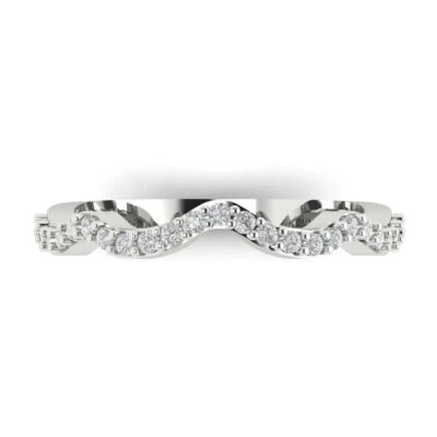 VVS1 Zirconia Diamond Half-Eternity Ring, Solid Gold Stackable Band (0.23 cttw) - Image 1 of 4