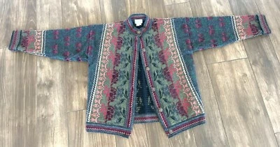 Cardigã Cherry Lewis suéter tamanho médio 90% lã Inglaterra com botões - Imagem 1 de 4