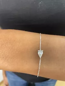Pear Lab Created Diamond Bracelet F/VS 0.5 Ct 14k White Gold Prong Set - Picture 1 of 6