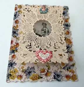 Antique 1909 Victorian Valentine Paper Lace Vintage Card - Picture 1 of 9