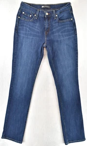 Jeans Levis 505 regular dritto vita media lavaggio scuro blu denim donna taglia 6L - Foto 1 di 24