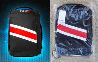 Official Mass Effect 1 2 3 N7 Shepard Laptop Backpack w/ USB Figure Bag - Image 1 of 4