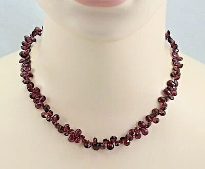 Rodolith-Granat Kette facettierte Granat Briolettes als Collier 45 cm lang - Bild 1 von 2