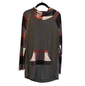 Mayah Kay Womens Boutique Blouse-Gray/Plaid-Size Large-Fair - Picture 1 of 5