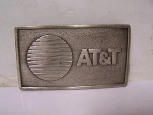 VINTAGE 1970s AT&T TELEPHONE PIONEERS OF AMERICA PEWTER BELT BUCKLE - Picture 1 of 3