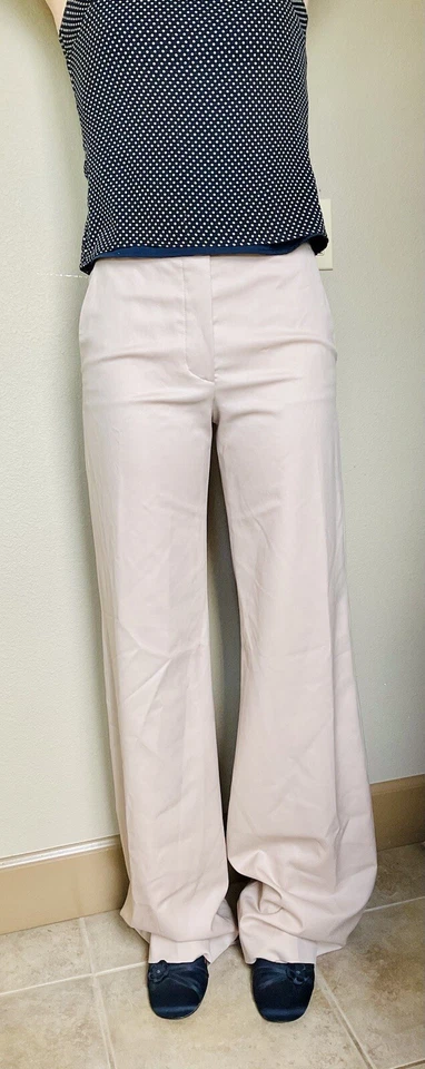 Stella McCartney 2020 Spring Show High Waisted Flare Pants Tan Silk Lined *NEW* - Image 1 of 4
