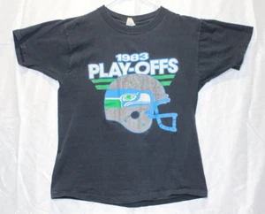 Vintage Royal Tee 1980s Seattle Seahawks Play Off Youth Black T-Shirt Gr. Medium - Bild 1 von 10