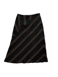 Weekend MAX MARA Womens Skirt Black Brown Striped A-Line Knee Length Lined Sz 4 - Picture 1 of 4