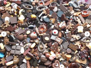 50 PCS CHOCOLATE Mixed Candy Resin Flatback Lollipop Sweets Fake Food Charms - Picture 1 of 1