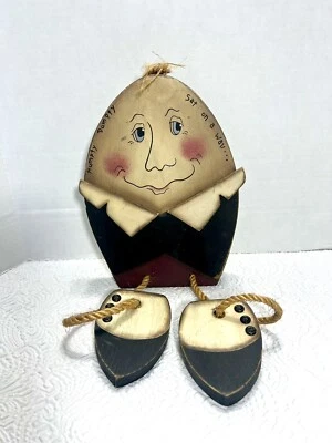 Vintage Handmade Wooden Humpty Dumpty Shelf Sitter Folk Art Primitive Handmade - Image 1 of 4