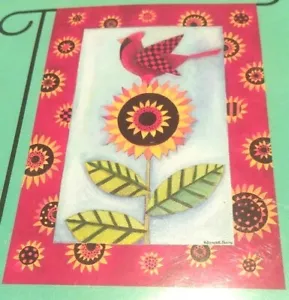 Land rot Kardinal Vogel Sonnenblumen Kunst Flagge klein Hof Kardinal 12,5x18 - Bild 1 von 2