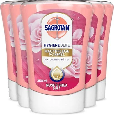 Sagrotan No-Touch Nachfüller Rose und Shea Seifenspender 5 x 250 ml 5er Pack - Bild 1 von 4