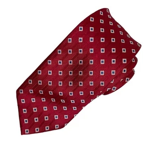 Pronto Uomo Couture Necktie Silk Red Blue Geometric Tie - Picture 1 of 6