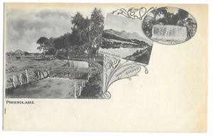 Postal de Phoenix, AZ Arizona 1907, 3 escenas de riego, por Albertype - Imagen 1 de 2
