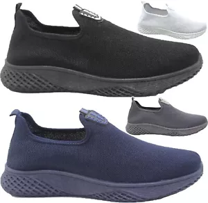 MENS SLIP ON LIGHTWEIGHT WALK SPORTS RUNNING PUMPS CASUAL TRAINERS SHOES SIZE UK - Picture 1 of 16