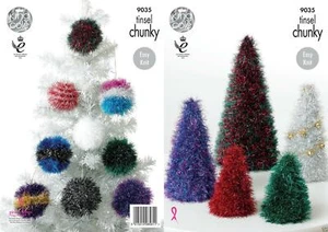 King Cole Tinsel Chunky Knitting Pattern Christmas Tree / Baubles - 9035 - Picture 1 of 2