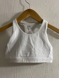 Athleta Girl White Racerback Sports Bra Sz 8-10 - Picture 1 of 3