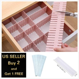 4PCS Drawer Organizer Grid DIY Plastic Adjustable Storage Dividers 2 sizes - Picture 1 of 12