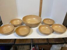 Vintage Ellingers Agatized Wood Bowl Set 6 small bowls 1 large bowl Salad Bowls