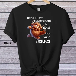 Funny Highland Cow T shirt Graphic Print T shirt Unisex Novelty Tee Soft style - Picture 1 of 19