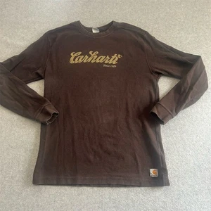 Carhartt Men's Long Sleeve Thermal Shirt Brown Size L Crewneck Casual Chestnut - Picture 1 of 6