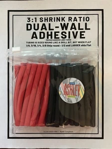 1/4" I.D BLACK & RED (4" 50pcs) Dual-Wall Adhesive Lined 3:1 Heat Shrink Tubing - Picture 1 of 3