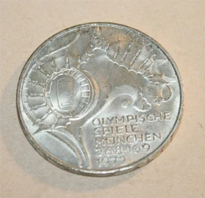 1972, Olympische Spiele München, 10 DM, Spiegelglanz, Ø  32,5 mm, "D", Stadion - Bild 1 von 2
