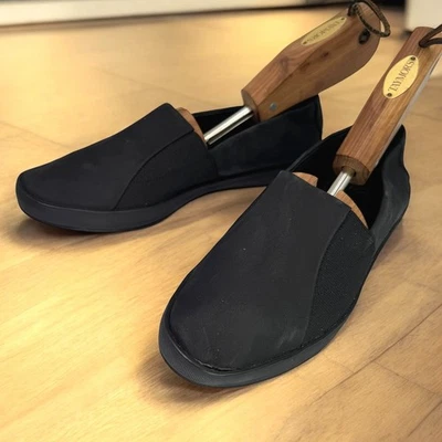 Женские кроссовки без шнурков Eileen Fisher 8 цвет черный нубук кожа на танкетке на платформе Gore - Изображение 1 из 4