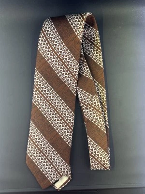 1970-е Винтажный Sears Коричневый Широкий Галстук Ретро Олень Lodgecore Бохо Племенной Геометрический Принт - Изображение 1 из 4