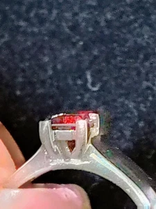 Sterling Silver 925 Red Garnet Princess Cut Solitaire Ring Size 7 Elegant Gift - Picture 1 of 10