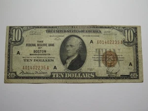 $10 1929 Boston Massachusetts National Currency Federal Reserve Bank Note FINE - Picture 1 of 3