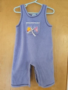 Classic Winnie The Pooh Fleece Overalls Size 12 Mos. Purple Snaps - Picture 1 of 4