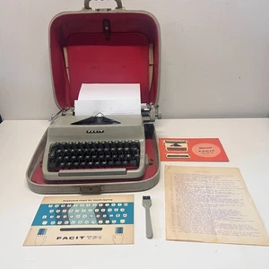 Facit TP1 Typewriter w/ CASE + Original Paperwork and Brush Made in Sweden - Picture 1 of 20