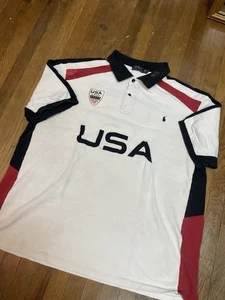 Polo Ralph Lauren Mens Big Tall 2XB Polo Shirt Usa Olympic Team Spell Out FLAW - Picture 1 of 8