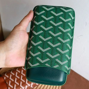 Estuche de cuero para cigarros humidor 3 cigarros madera de cedro verde 1 pieza - Imagen 1 de 3