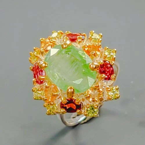 Винтажное кольцо из стерлингового серебра 925 пробы с натуральным кианитом размер 6/R425855 - Изображение 1 из 4