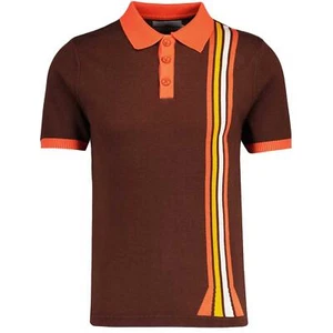 NEW MADCAP ENGLAND MOD RETRO 70s 80s MENS GRAPHIC STRIPE POLO Santorini MC1100 - Picture 1 of 5